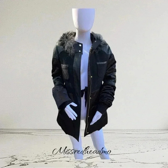 Juicy Couture Faux Leather and Fabric Coat - Small - Picture 2 of 7